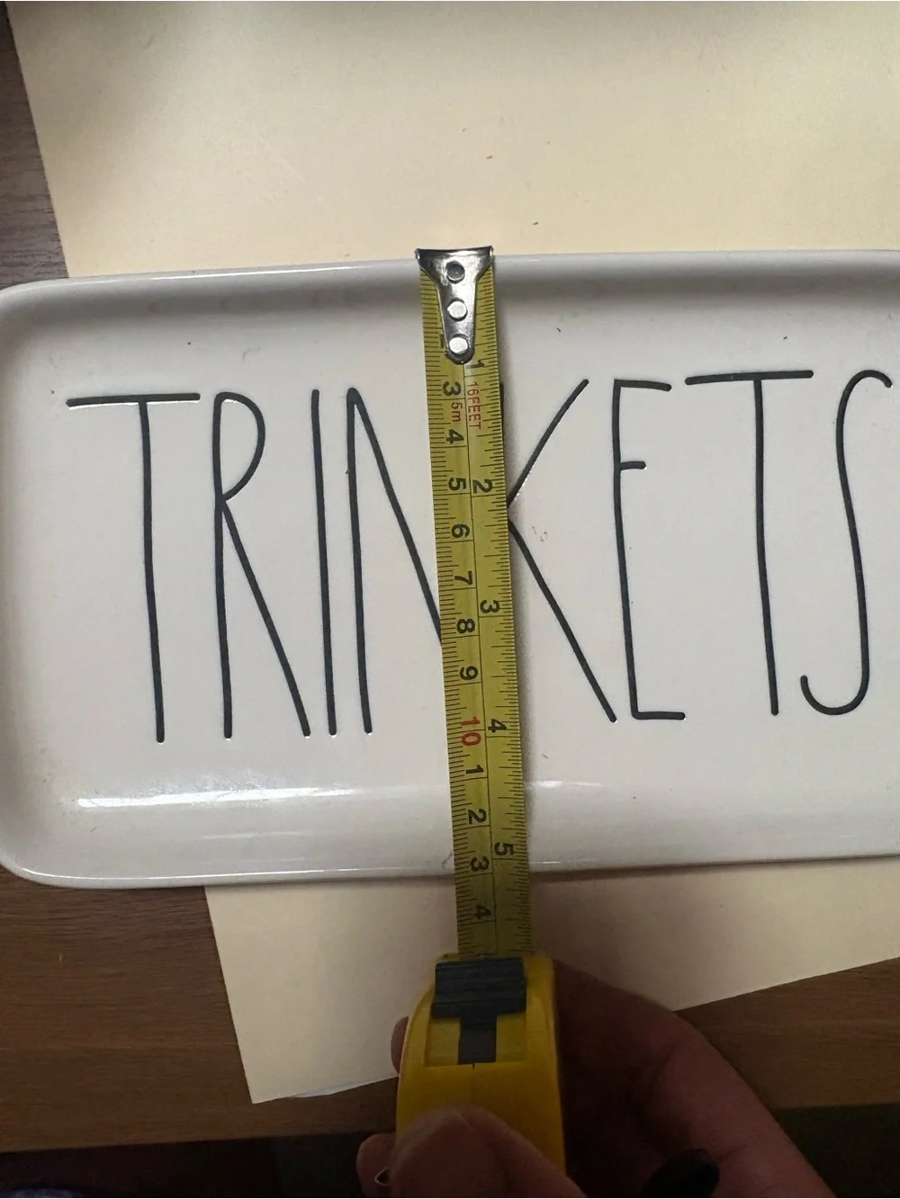 Rae Dunn White Ceramic Trinkets Tray - Black Lettering